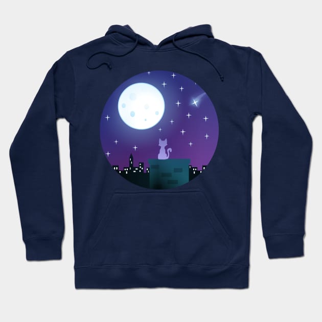 Cat Under the Moonlight Hoodie by SakuraDragon